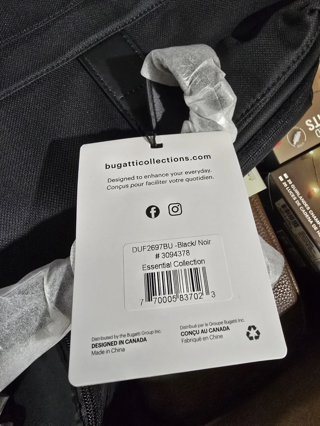 Bugatti Black Essential Collection Duffle Bag - NEW - photo 2