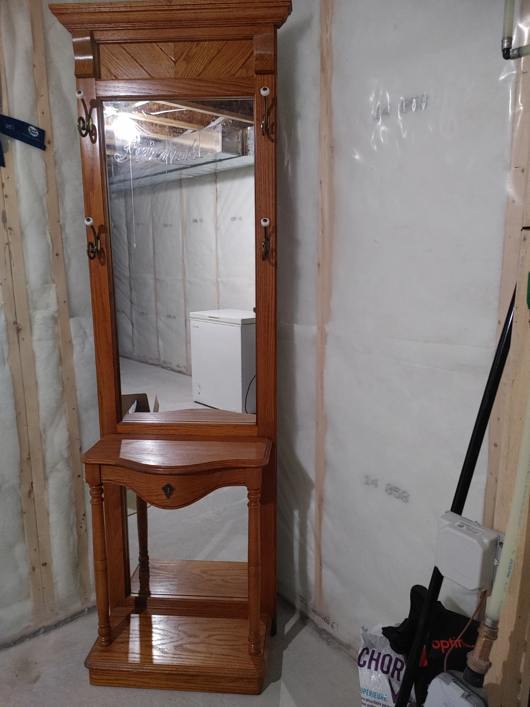 Hall Tree with Mirror & Hooks