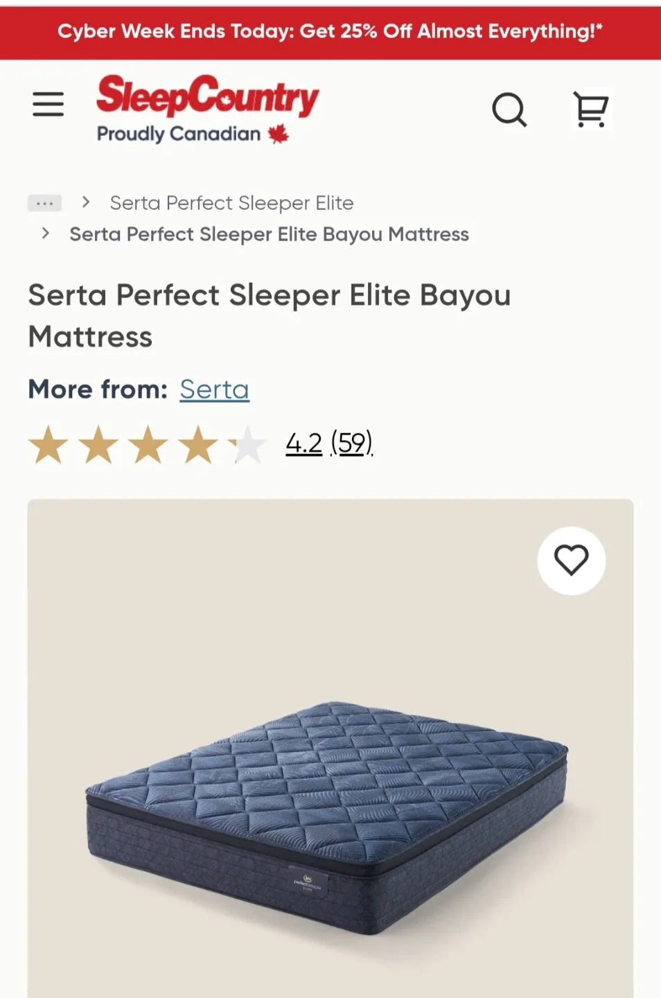 Serta Perfect Sleeper Elite Bayou Mattress - Queen