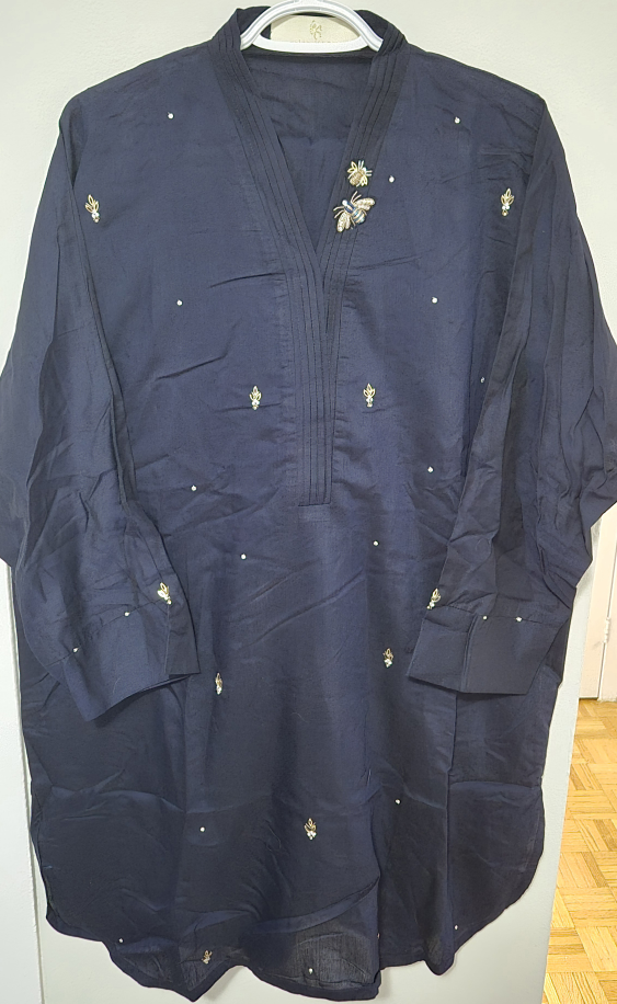 Navy Blue Kurti with Embroidery