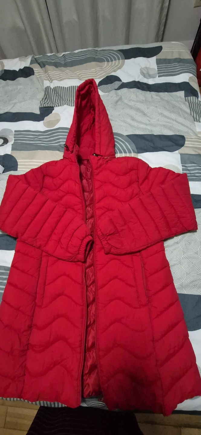 Red Puffer Coat with Hood