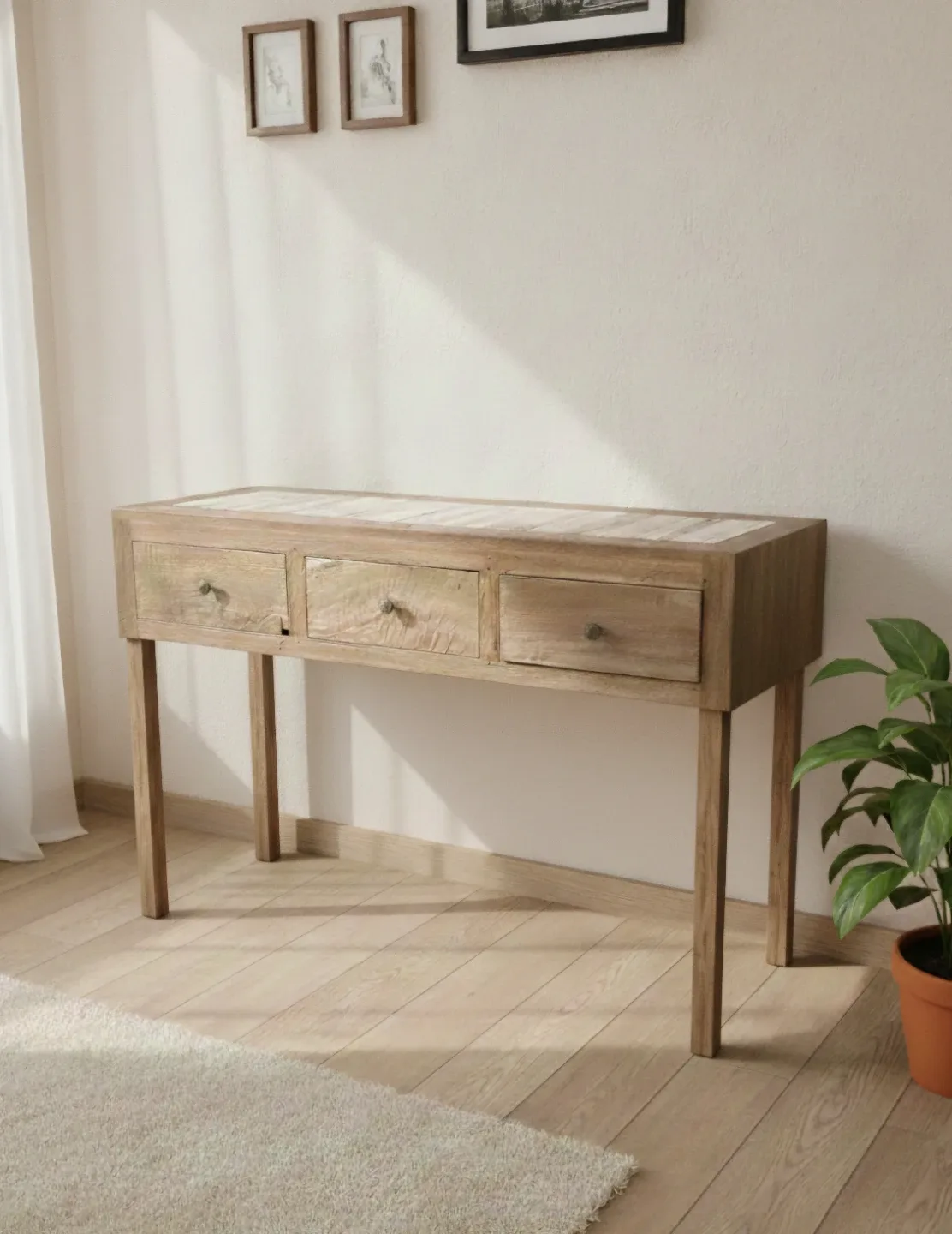 Wooden Console Table with Drawers