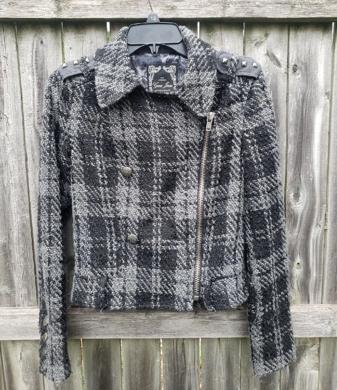 Guess Jeans Women's Plaid Moto Jacket