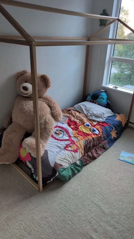 Wooden house bed frame, twin size