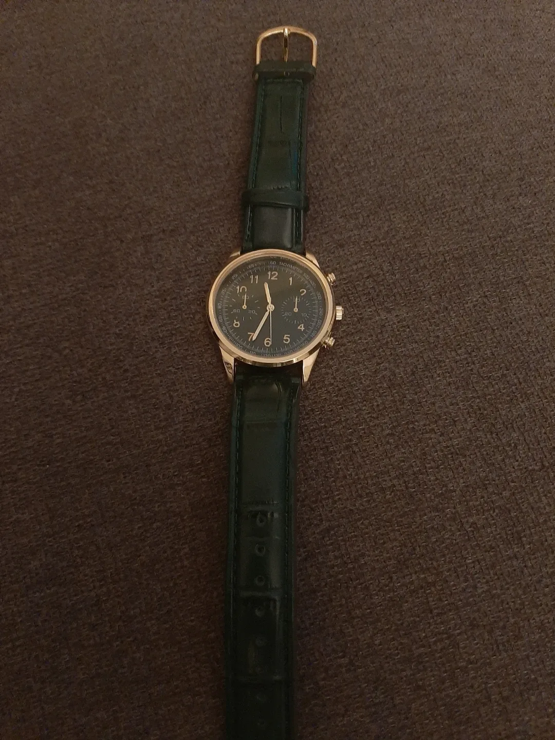 Men's Watch with Green Leather Strap