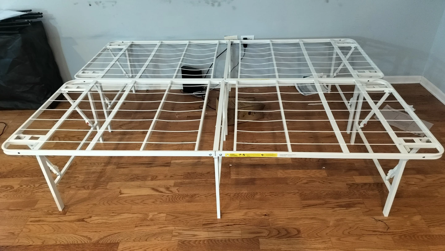 White Metal Folding  Queen Bed Frame 18inch - photo 3