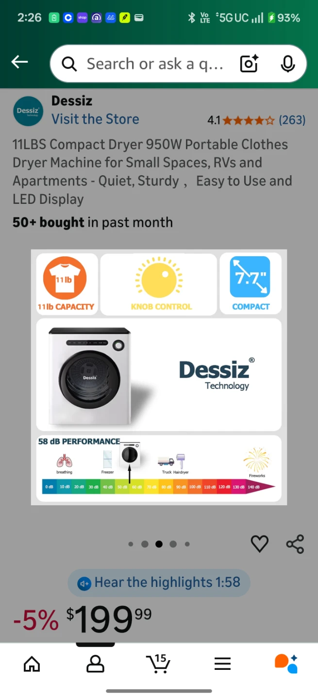 Dessiz 11LBS Compact Clothes Dryer - photo 2