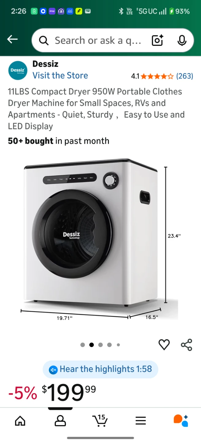 Dessiz 11LBS Compact Clothes Dryer - photo 3