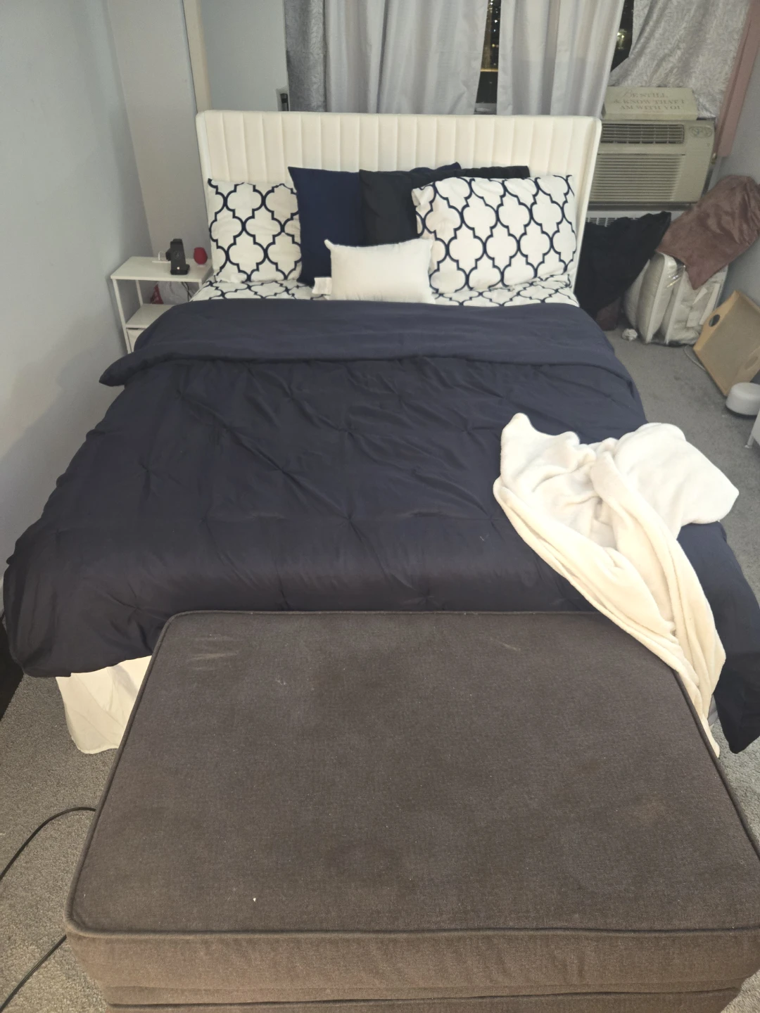 White Upholstered Queen Bed Frame