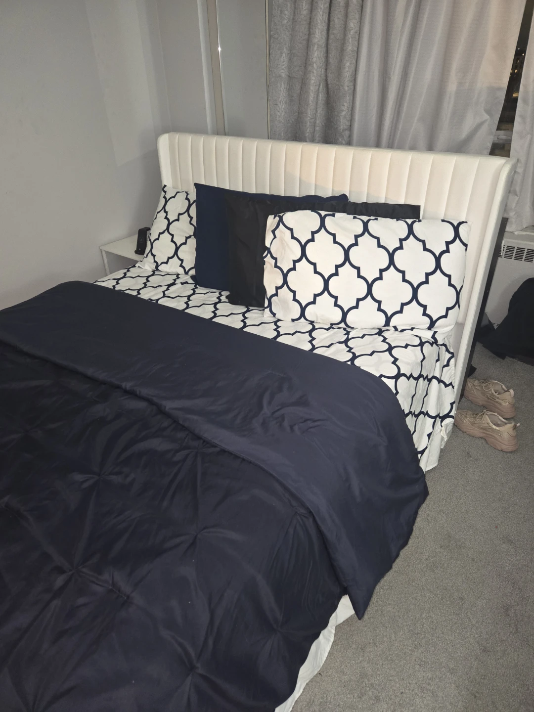 White Upholstered Queen Bed Frame - photo 2
