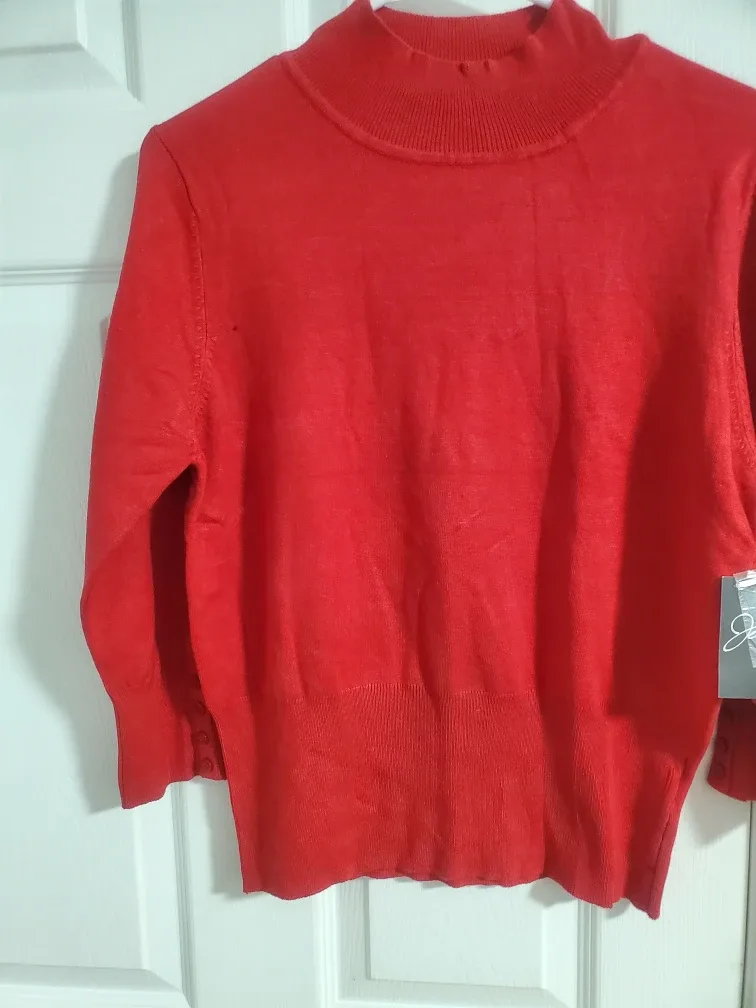 Jaclyn Smith Red Mock Neck Sweater
