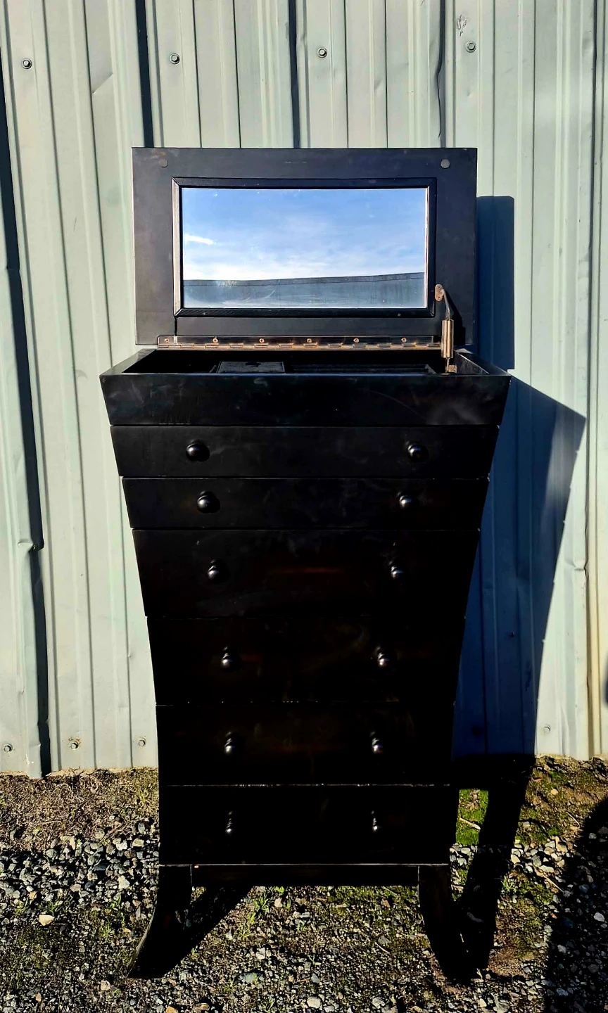 6 Drawer Jewelry Tallboy Cabinet With Mirrored Lift Top