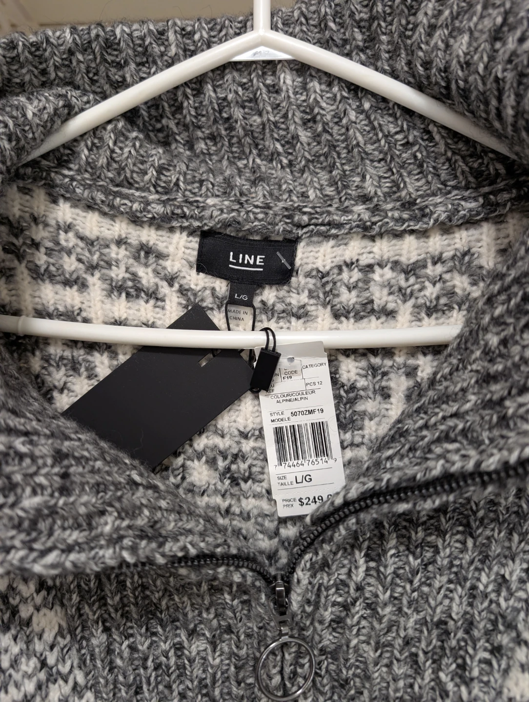 LINE Alpine Fair Isle Zip Sweater - Size L/G - photo 2