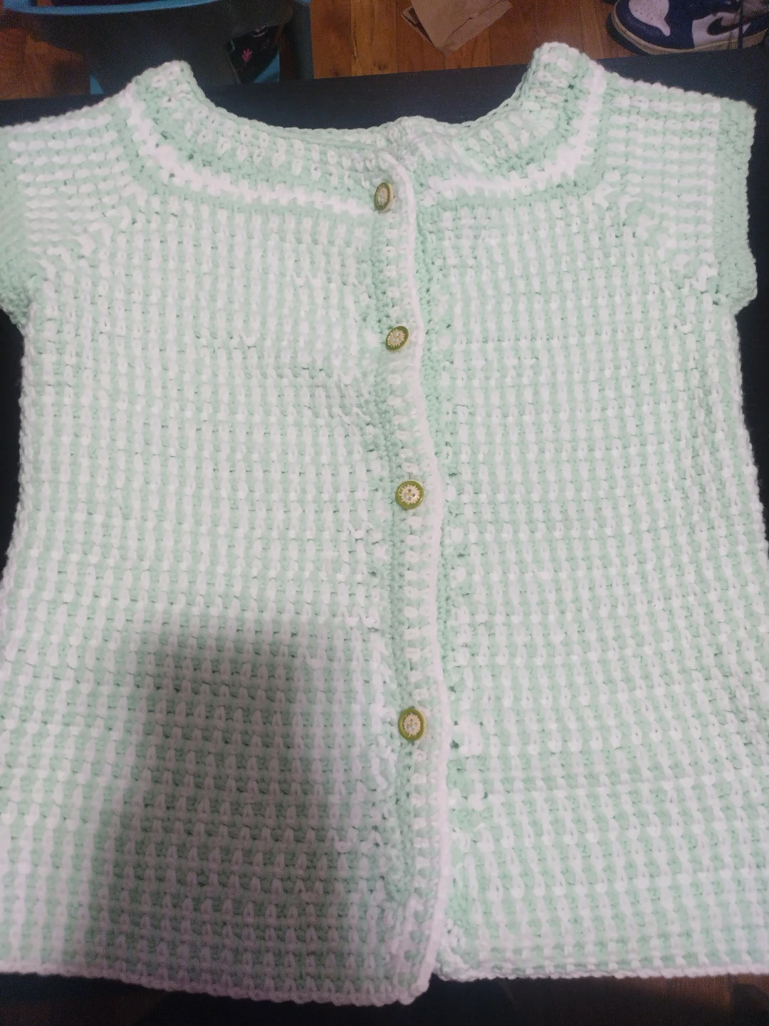Handmade Crocheted Sweater - Mint Green