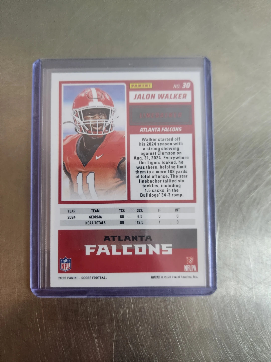 Jalon Walker 2025 Panini Score Football Card - photo 2