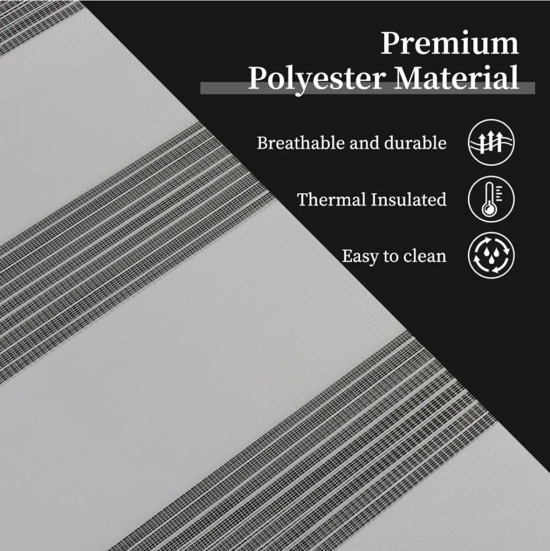 Cordless Zebra Roller Blinds, Grey, 30"x72" image indicator(3)