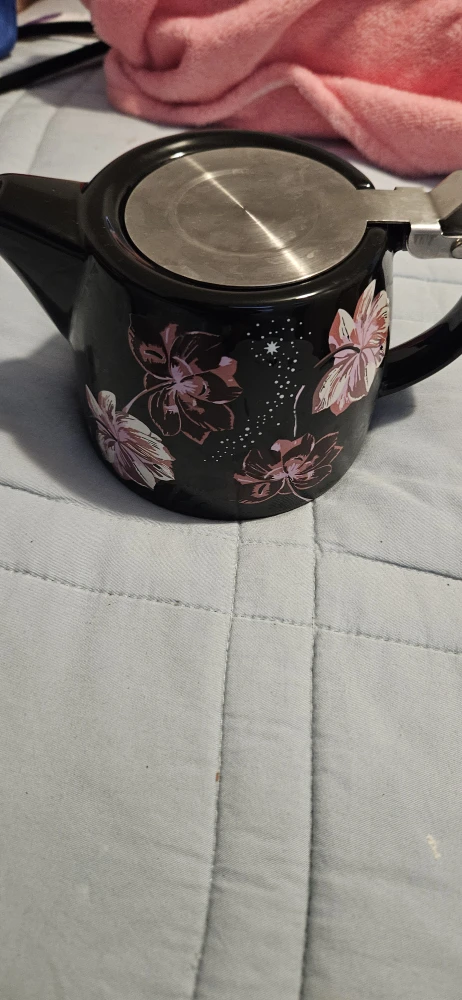 Black Floral Teapot for one