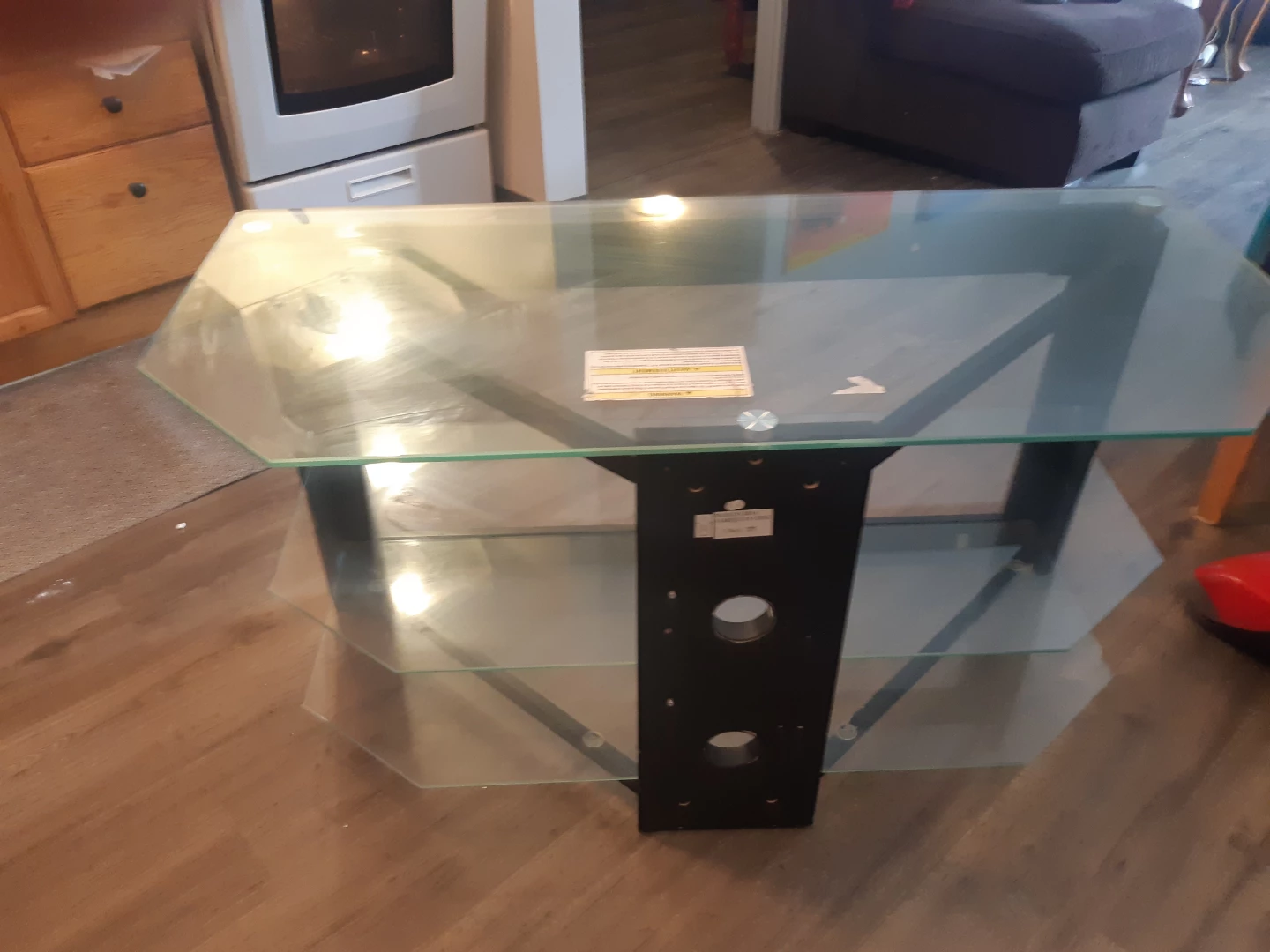 Glass Top TV Stand - Black Frame