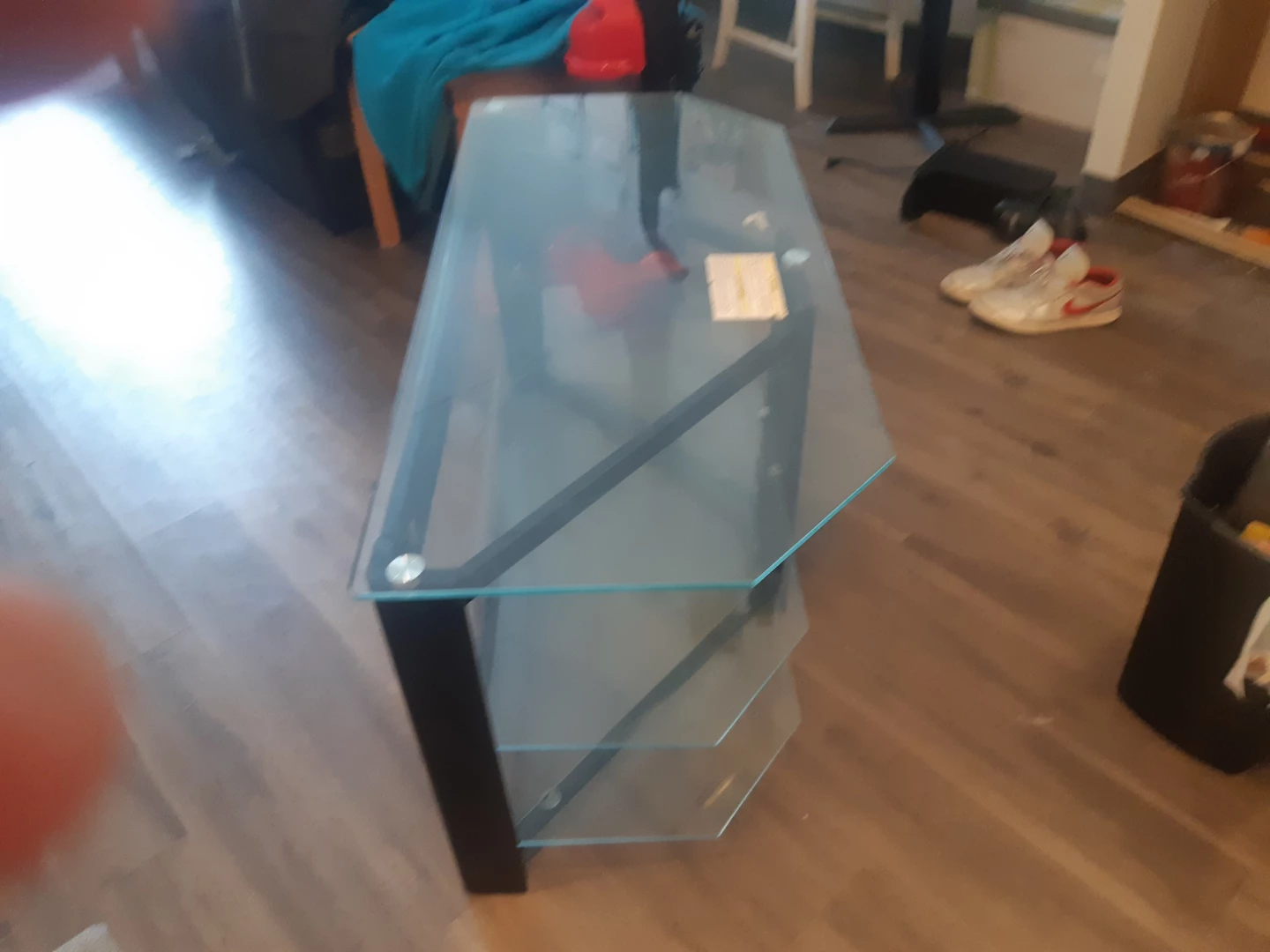 Glass Top TV Stand - Black Frame - photo 2