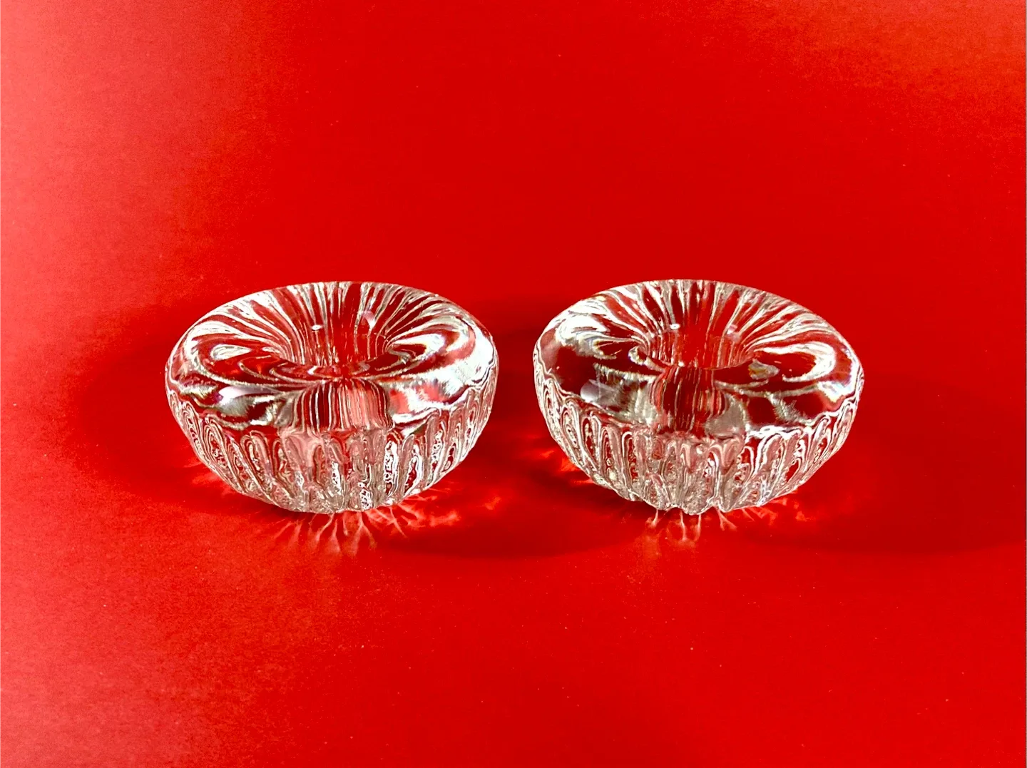 Pair of Vintage Iittala Finland Crystal Taper Candle Holders image indicator(2)