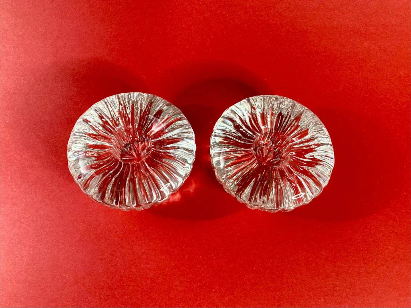 Pair of Vintage Iittala Finland Crystal Taper Candle Holders image indicator(3)