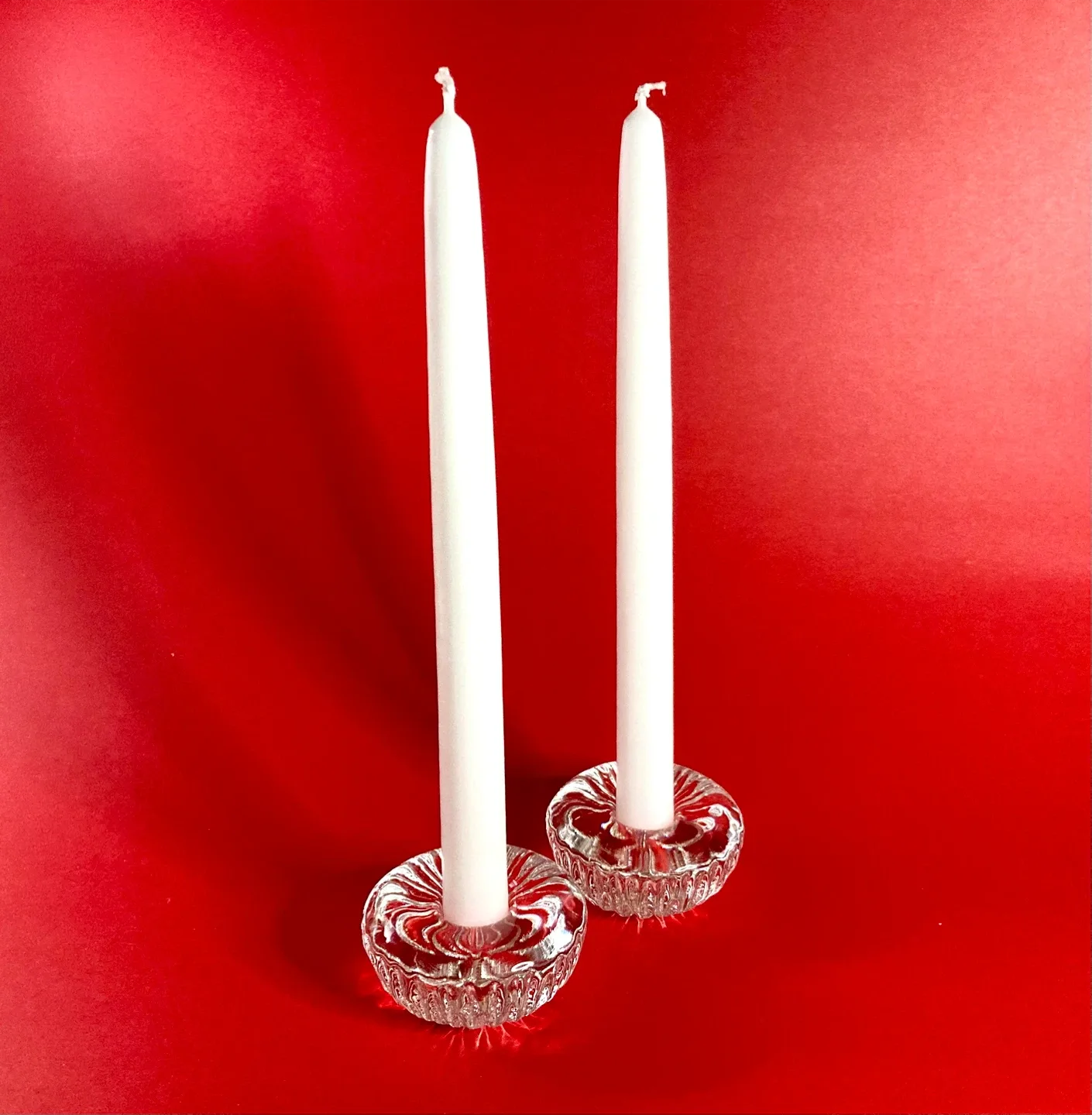 Pair of Vintage Iittala Finland Crystal Taper Candle Holders image indicator(5)