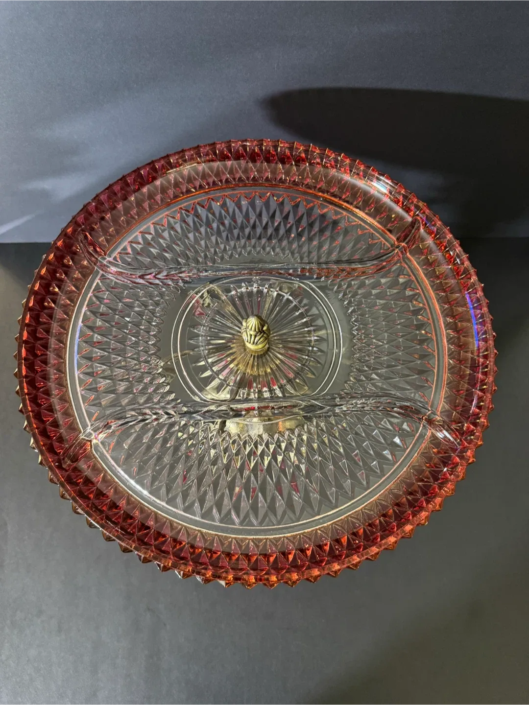 Red Crystal Pedestal Serving Dish image indicator(2)