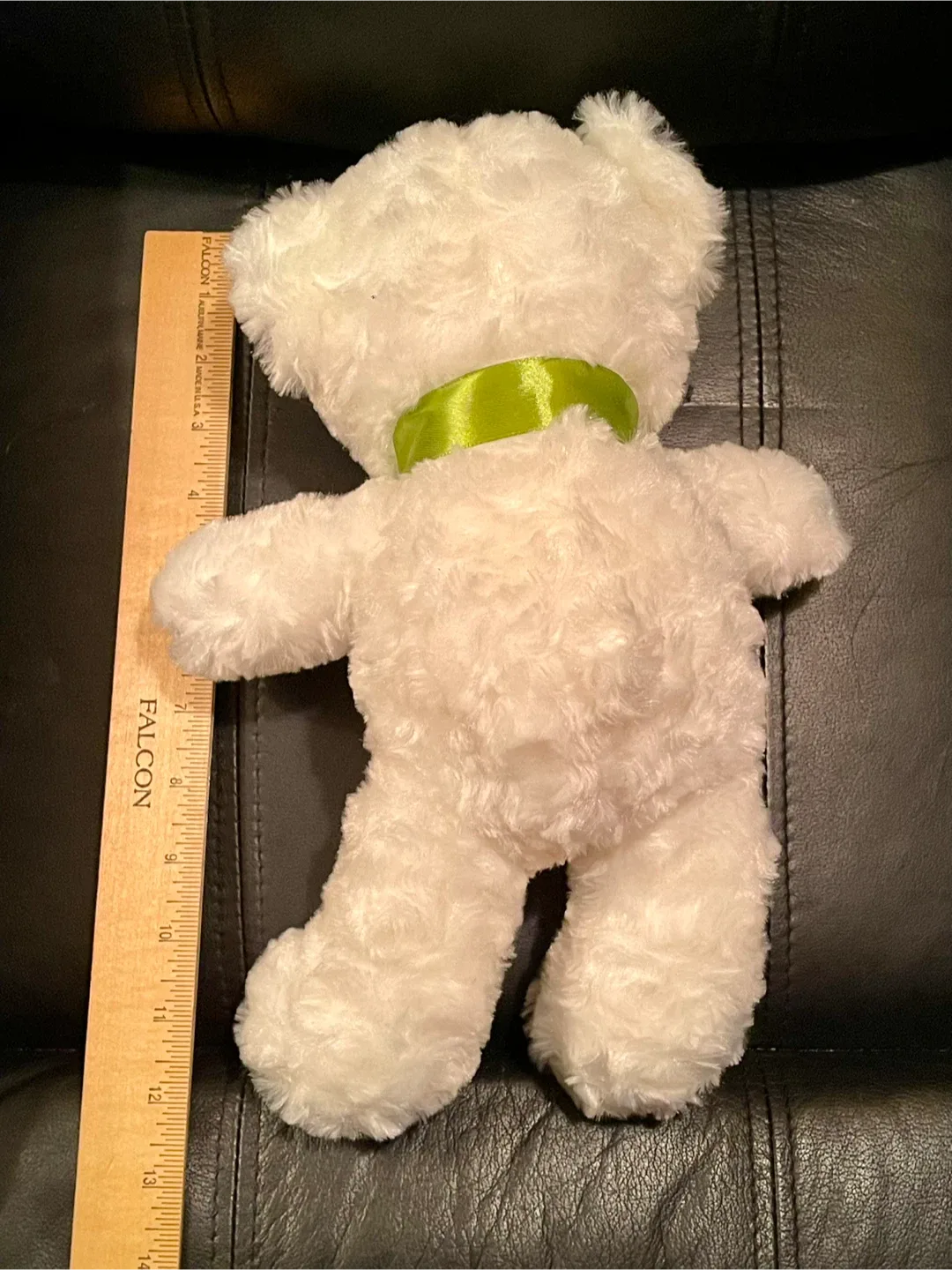White Teddy Bear with Green Ribbon image indicator(2)