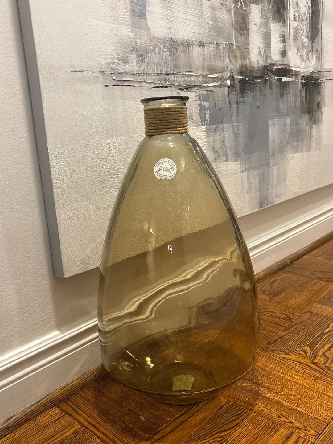 Glass Vase with Jute Rope Accent