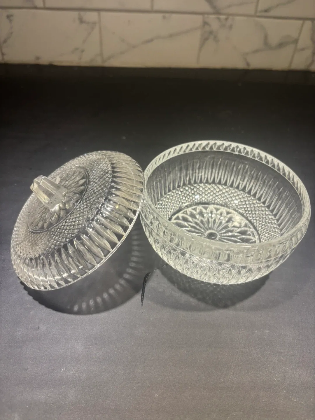 Vintage Crystal Candy Dish with Lid image indicator(2)