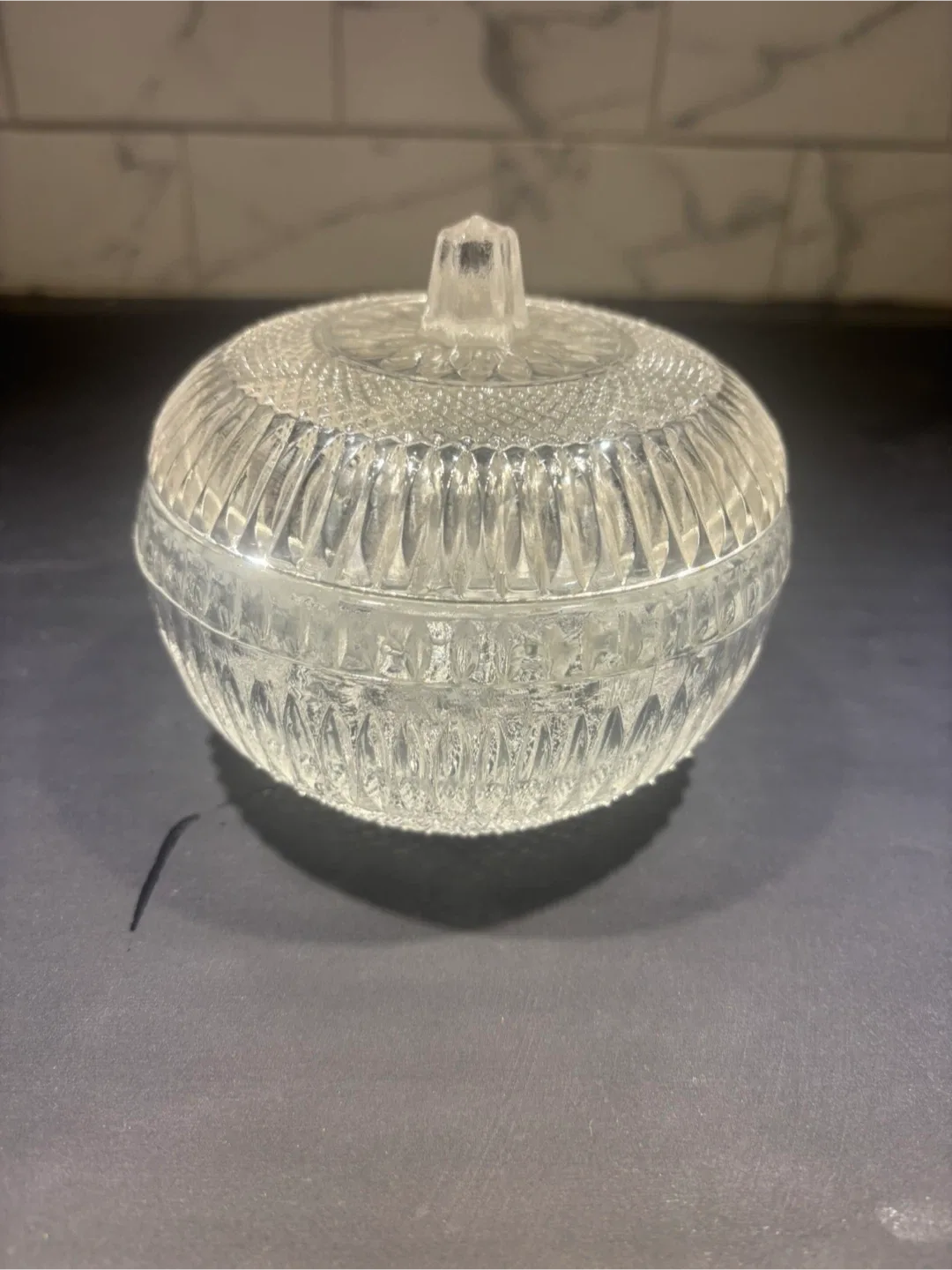 Vintage Crystal Candy Dish with Lid