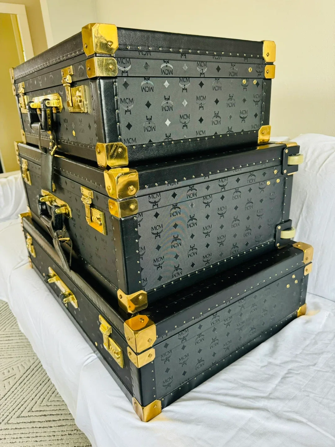 Vintage 1980s MCM Trunk Set by Michael Cromer image indicator(2)