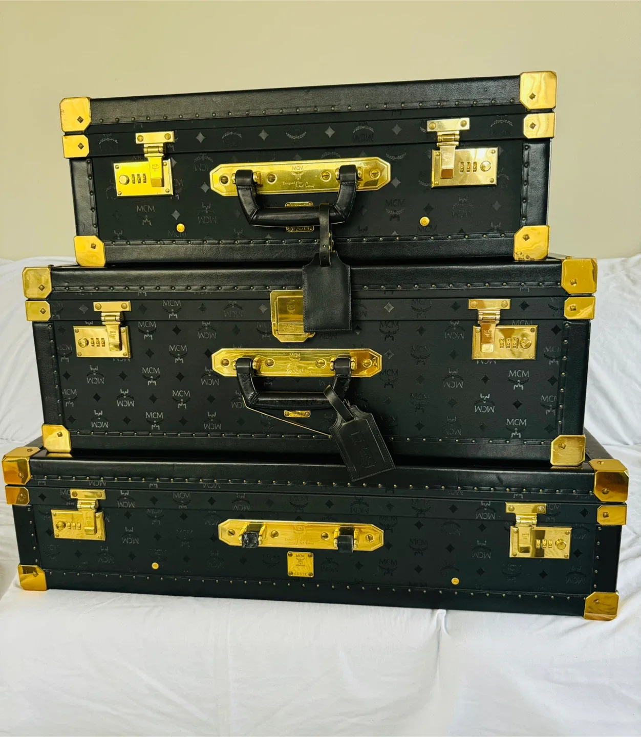 Vintage 1980s MCM Trunk Set by Michael Cromer