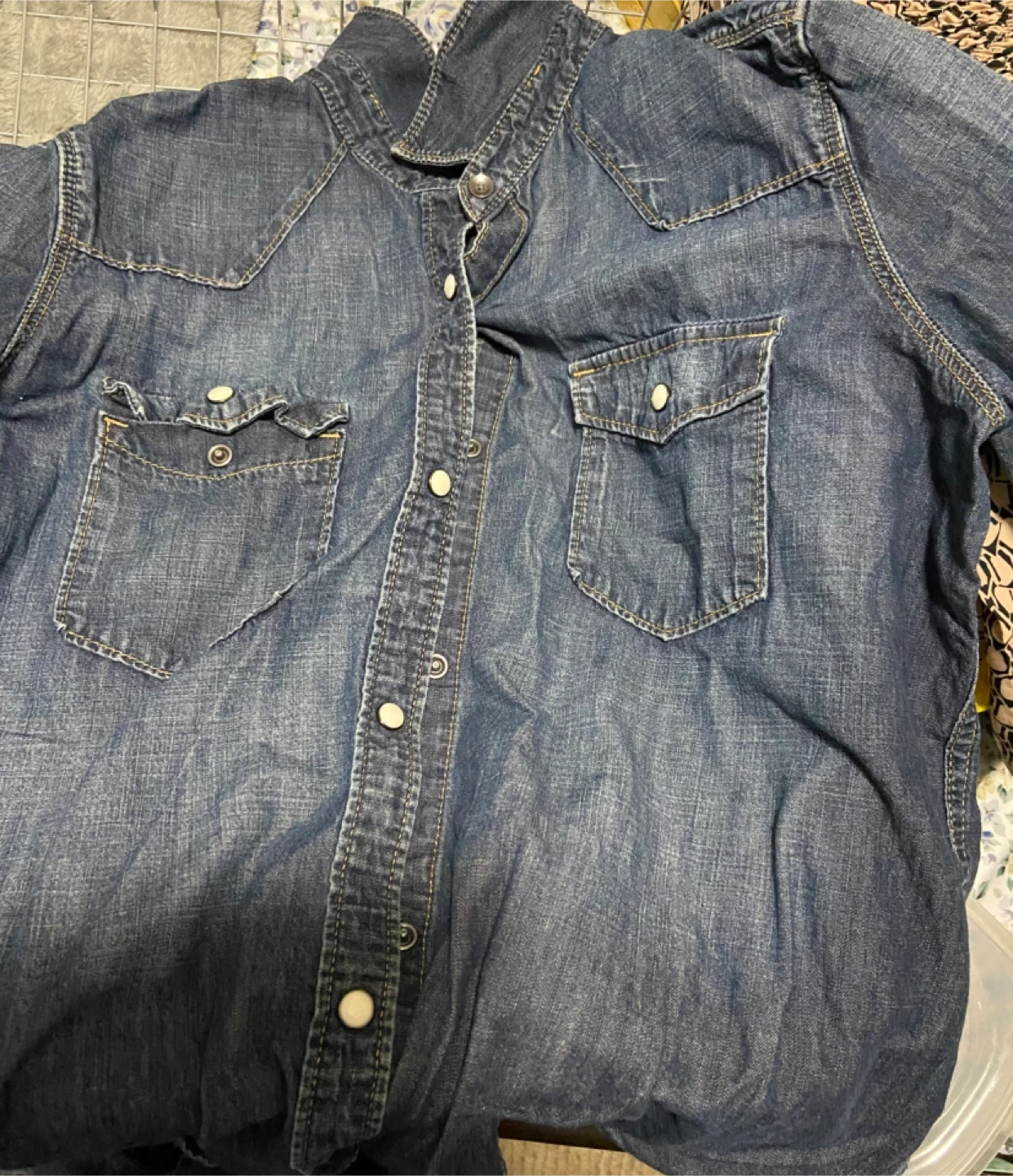 Denim Button-Up Shirt. Ladies