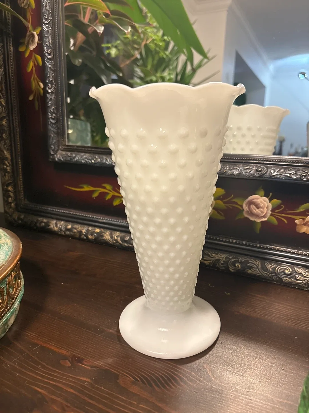 Vintage Fenton Hobnail Milk Glass Vase