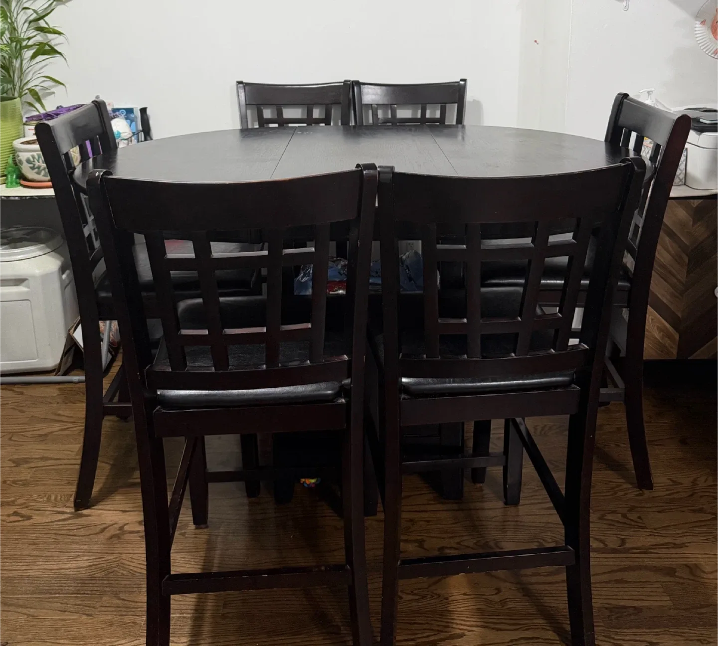Dark Wood Dining Table with 6 Chairs