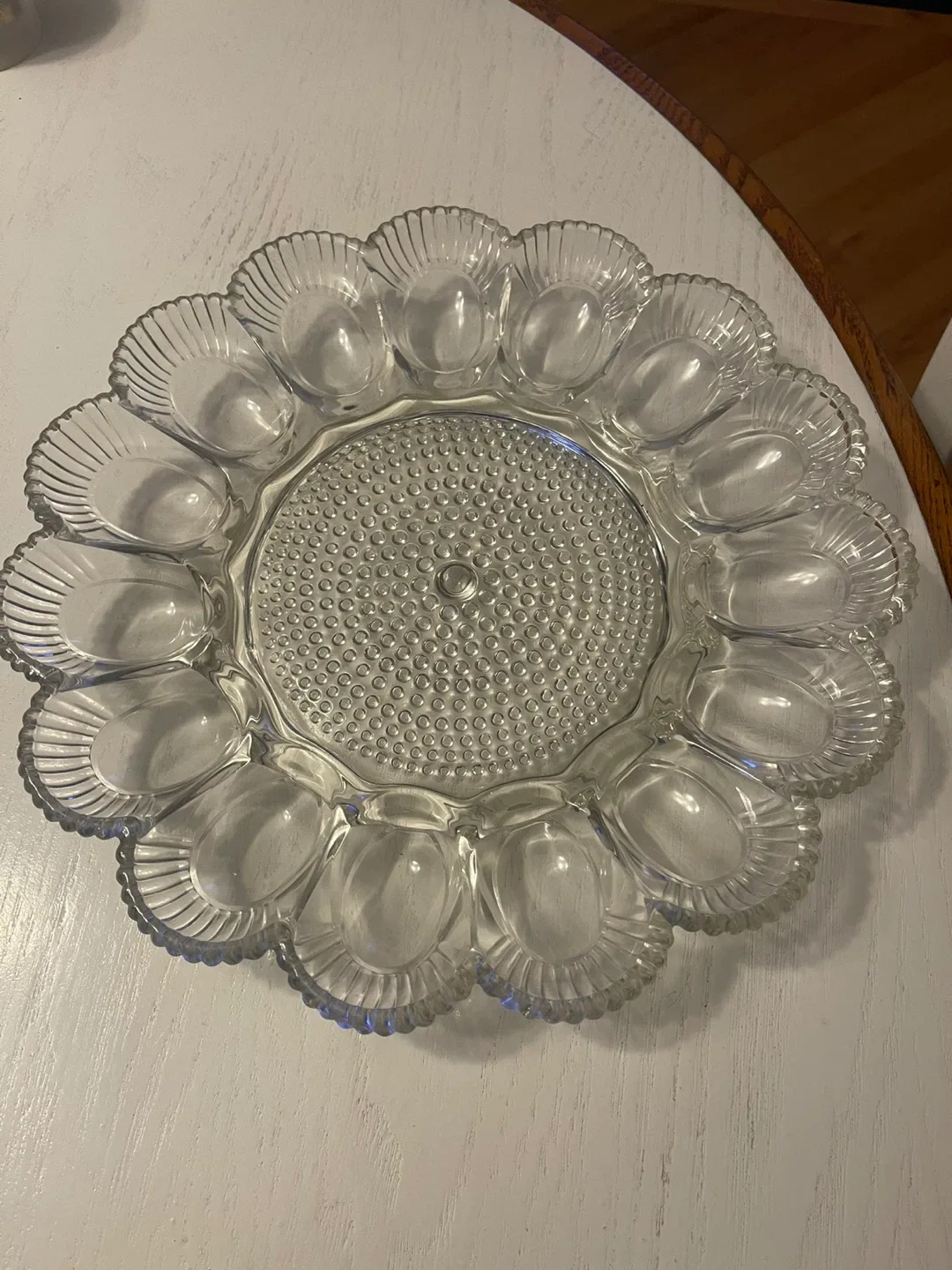 Vintage Clear Glass Egg Plate