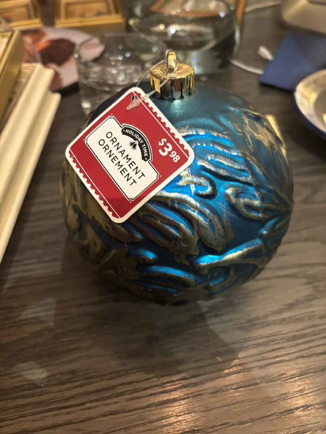 Holiday Time Ornament - Blue & Gold