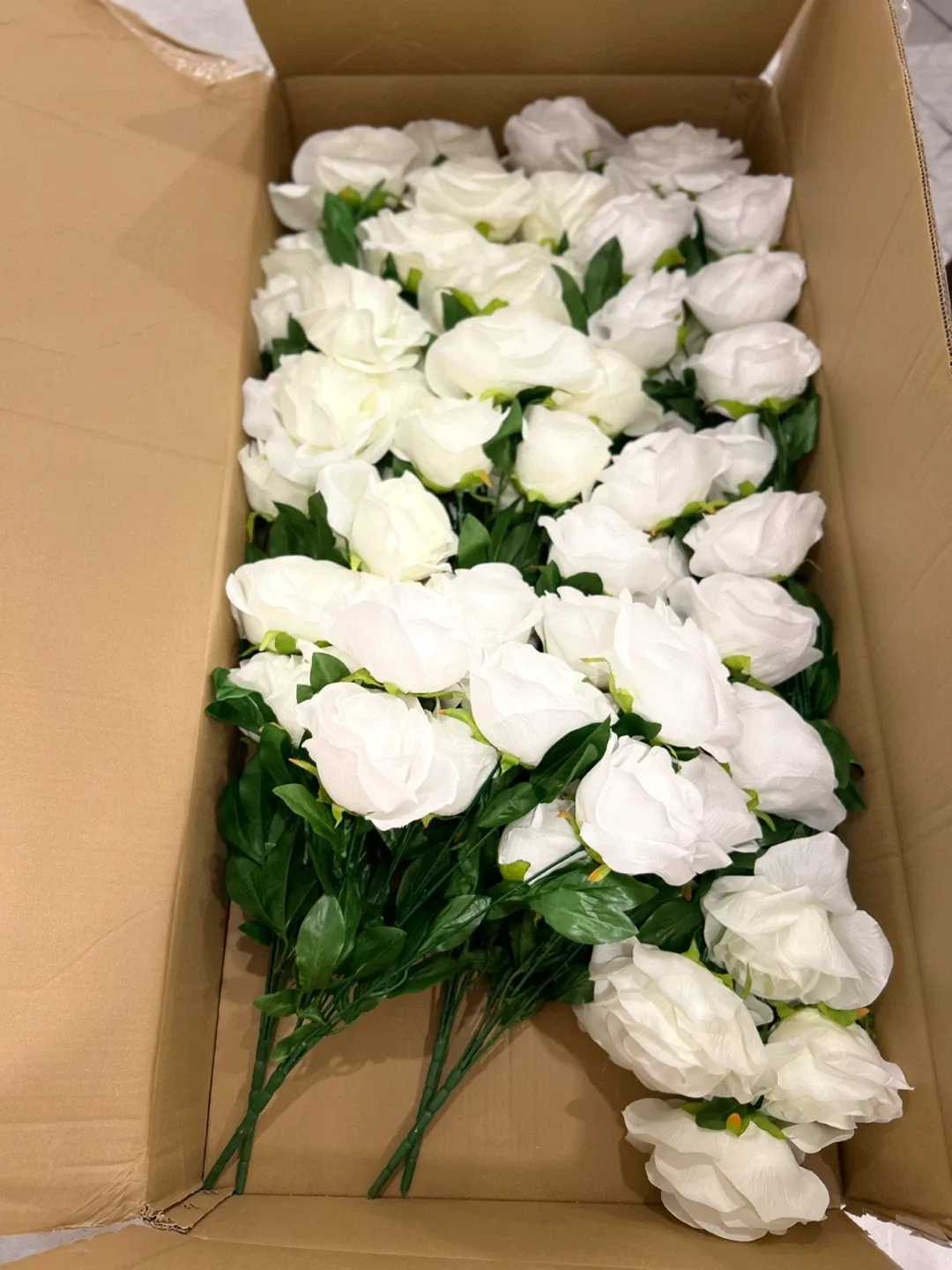 Artificial White/Ivory Roses - 12 pack