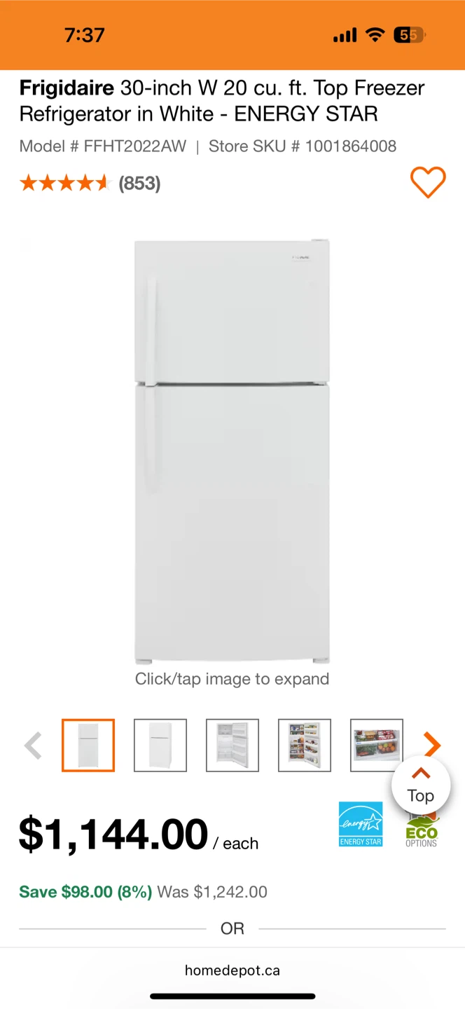 Frigidaire 30-inch Top Freezer Refrigerator