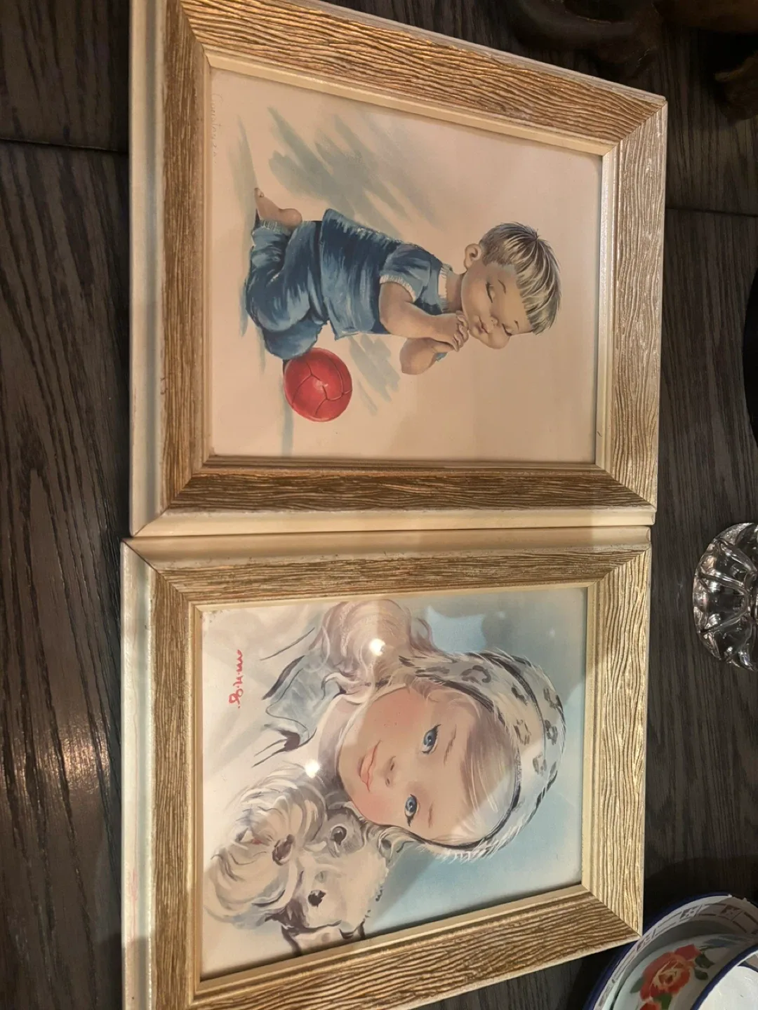 Vintage Framed Art Prints - Boy & Girl