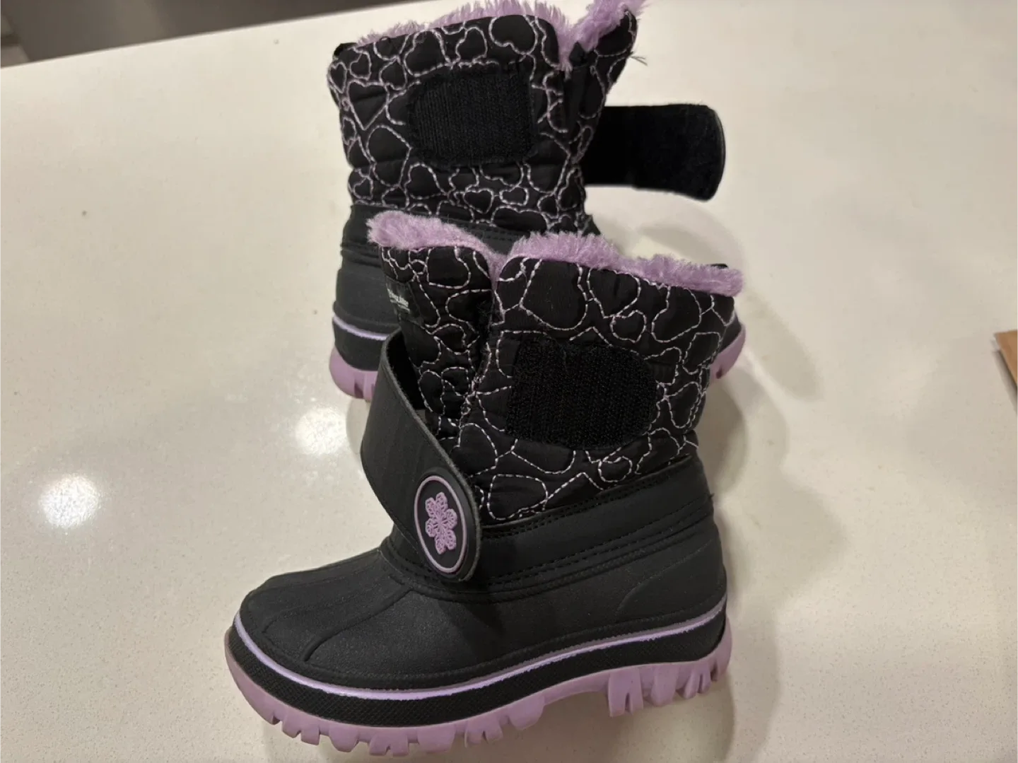 Size 7 3M Thinsulate Black & Purple Kids Snow Boots image indicator(5)