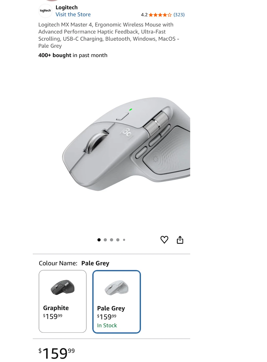 Logitech MX Master 4 Pale Grey Wireless Mouse - photo 3