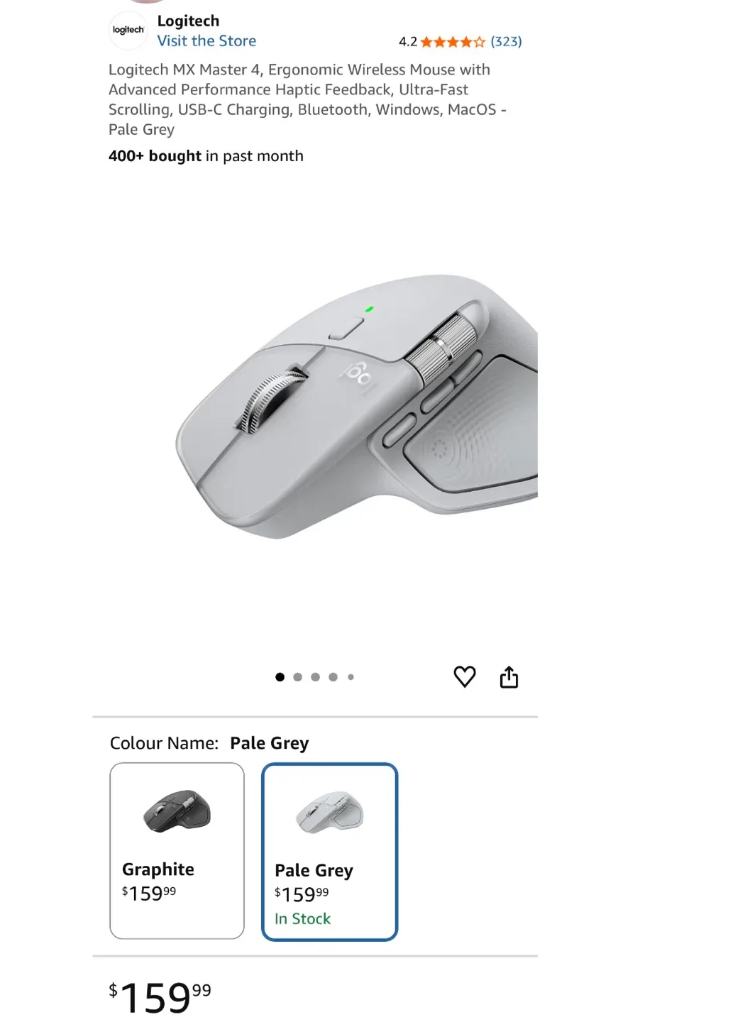 Logitech MX Master 4 Pale Grey Wireless Mouse image indicator(3)
