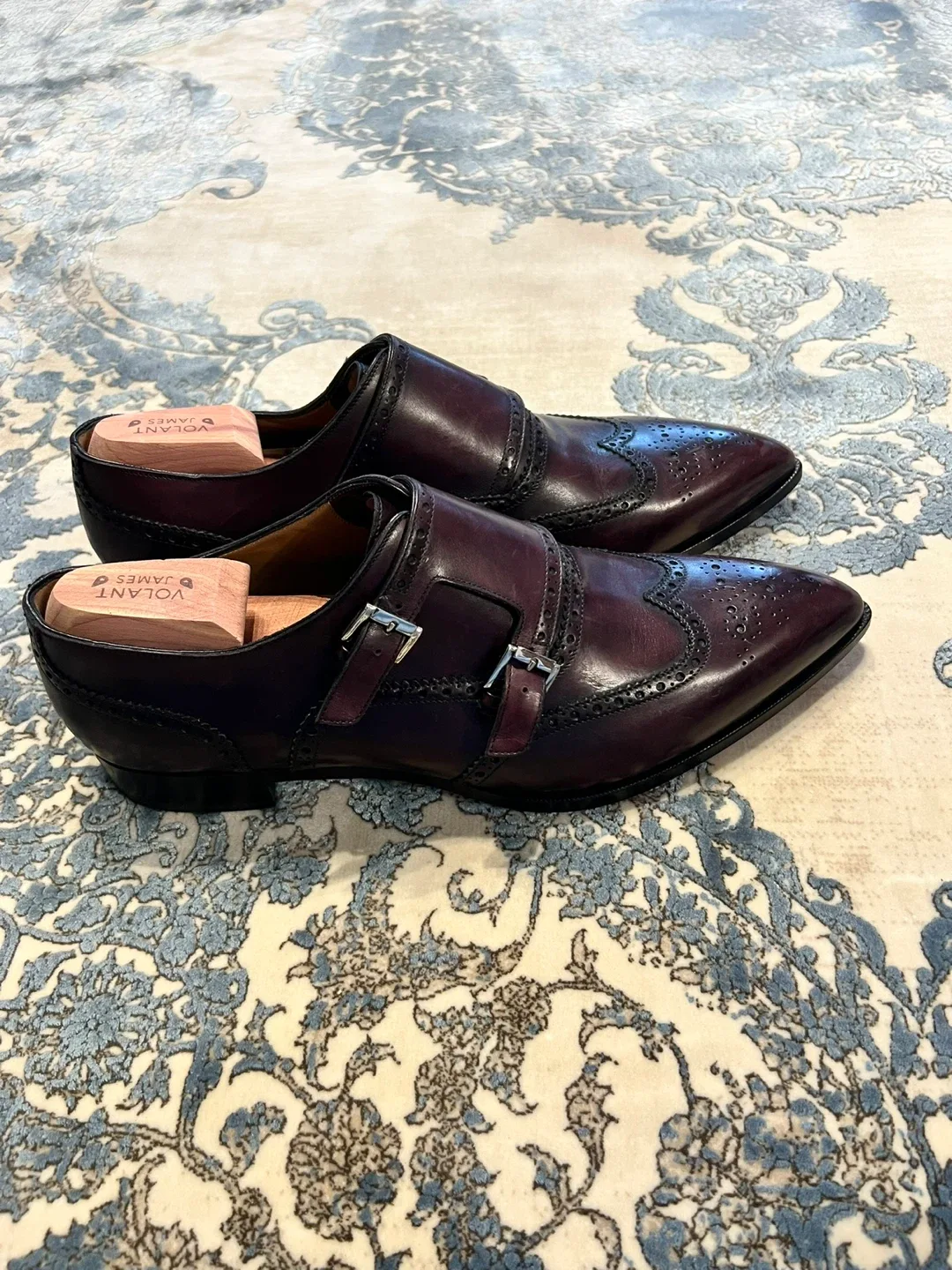 Christian Louboutin Burgundy Leather Monk Strap Shoes image indicator(6)