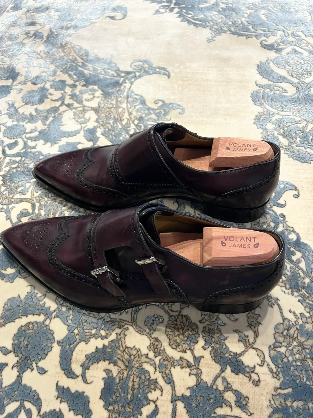 Christian Louboutin Burgundy Leather Monk Strap Shoes image indicator(4)
