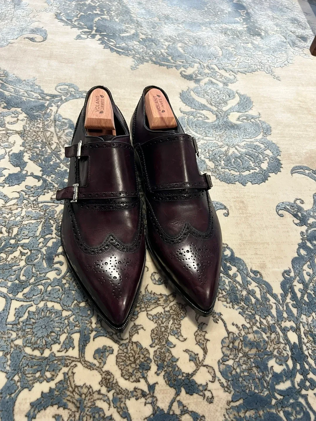 Christian Louboutin Burgundy Leather Monk Strap Shoes image indicator(7)