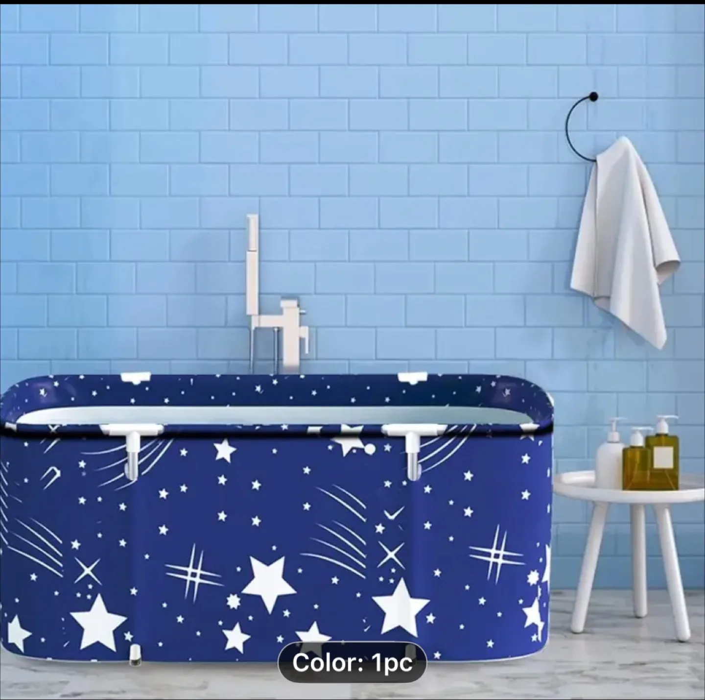 Freestanding Folding Portable Bathtub - Star Pattern