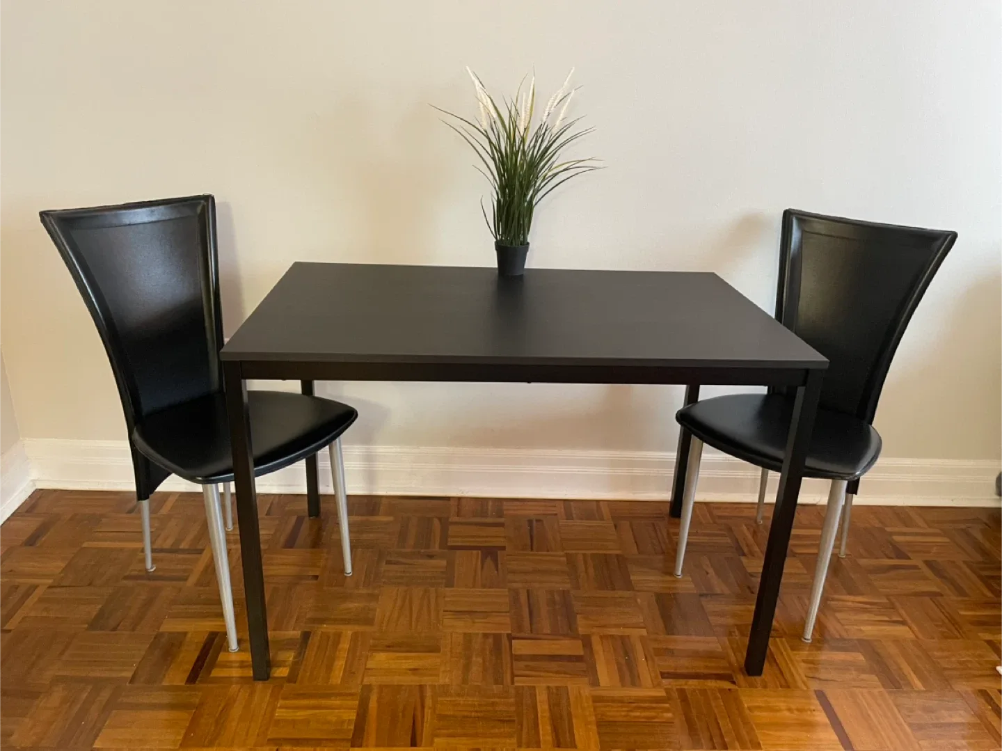 Black Dining Room Table and Two Chair Set