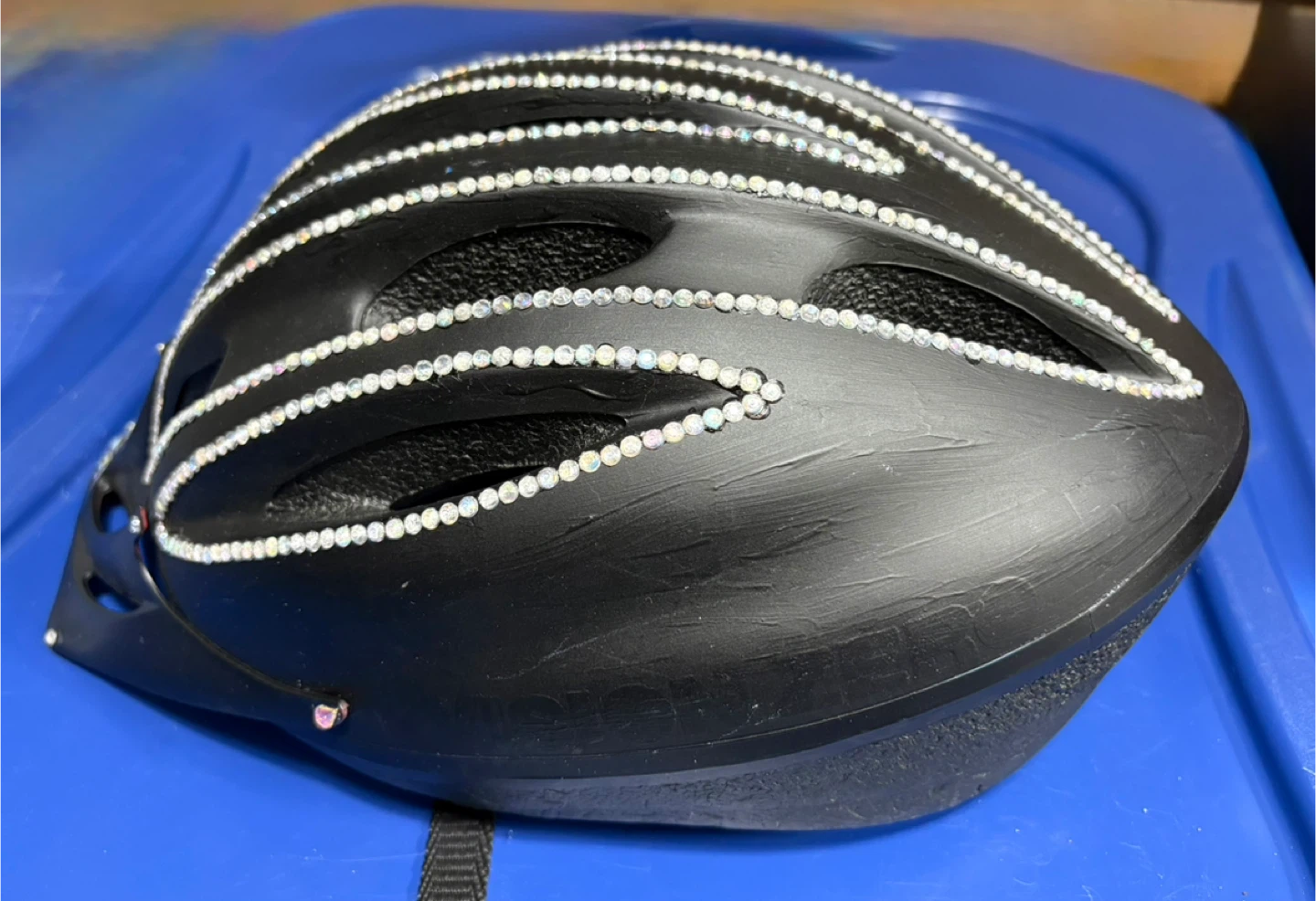 Small Custom Black Bike Helmet with Rhinestones - photo 3